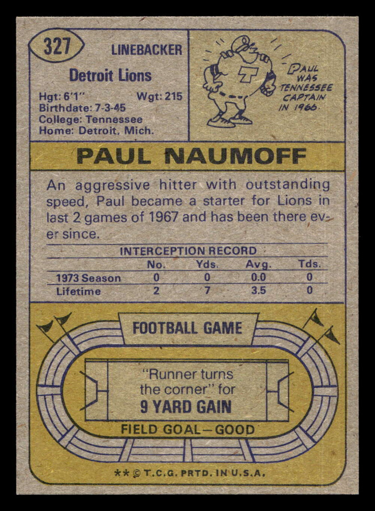 1974 Topps #327 Paul Naumoff Near Mint+  ID: 430104