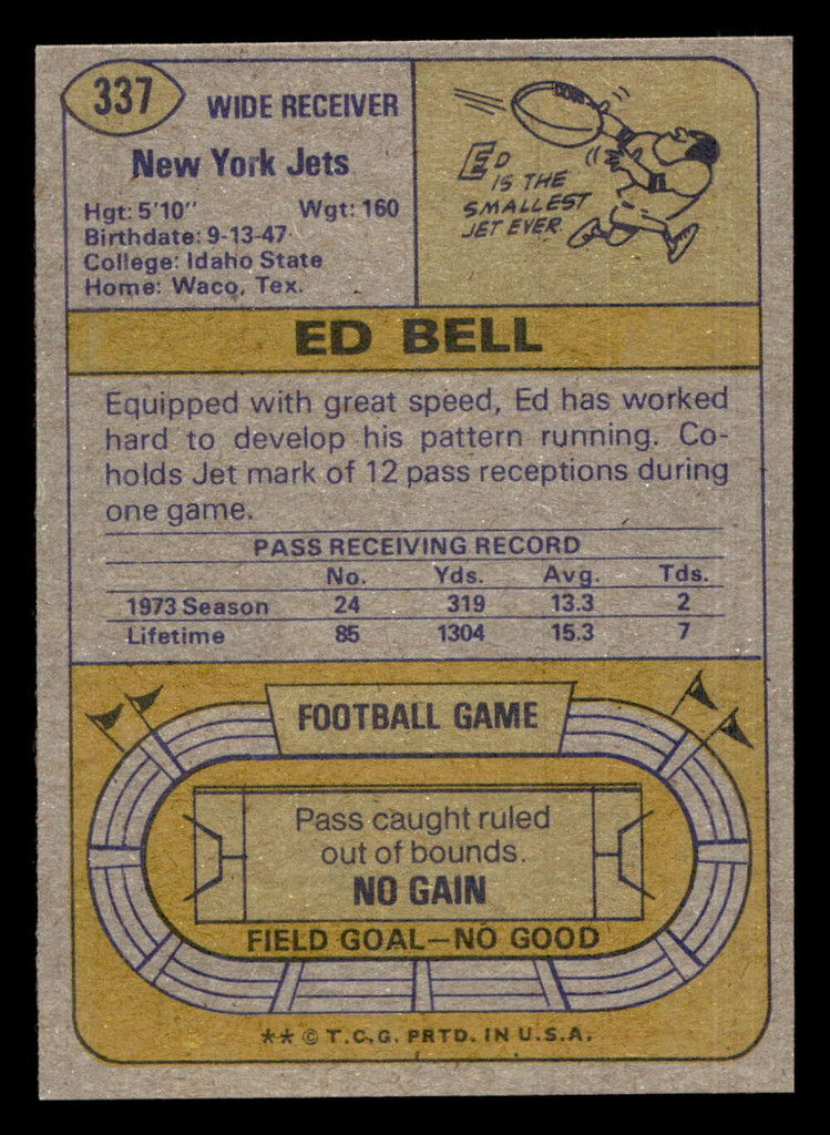 1974 Topps #337 Ed Bell Near Mint  ID: 430112