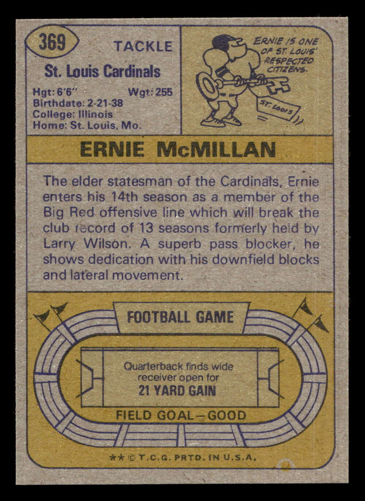1974 Topps #369 Ernie McMillan Near Mint+  ID: 430144
