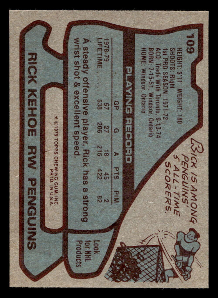 1979-80 Topps #109 Rick Kehoe NM-Mint 