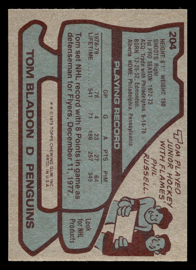 1979-80 Topps #204 Tom Bladon Near Mint+  ID: 430486
