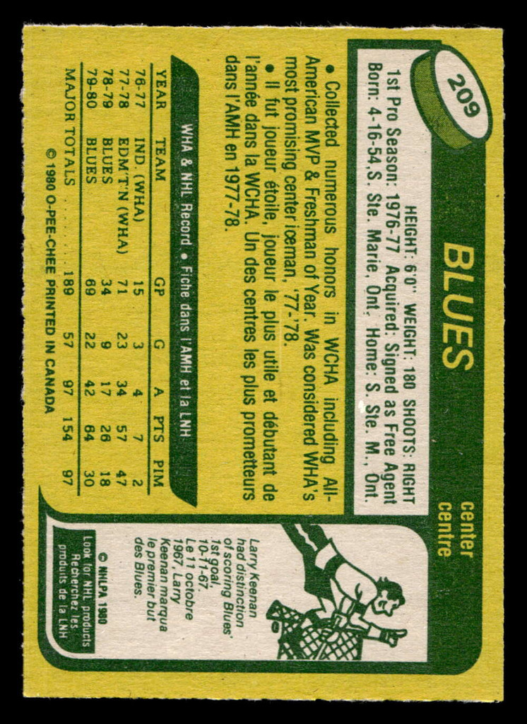 1980-81 O-Pee-Chee #209 Mike Zuke Near Mint+ RC Rookie OPC 