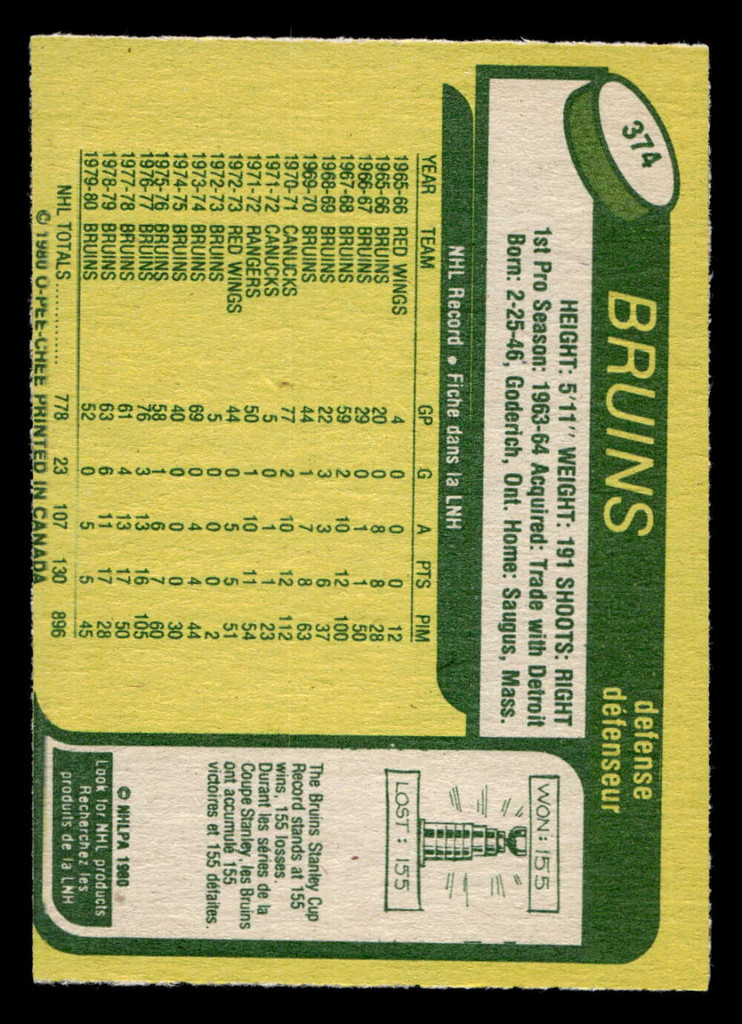 1980-81 O-Pee-Chee #374 Gary Doak Near Mint OPC 