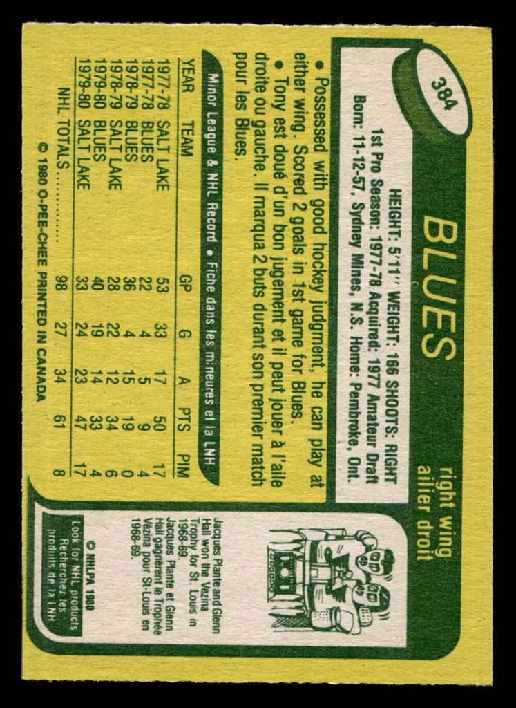 1980-81 O-Pee-Chee #384 Tony Currie Near Mint+ RC Rookie OPC 