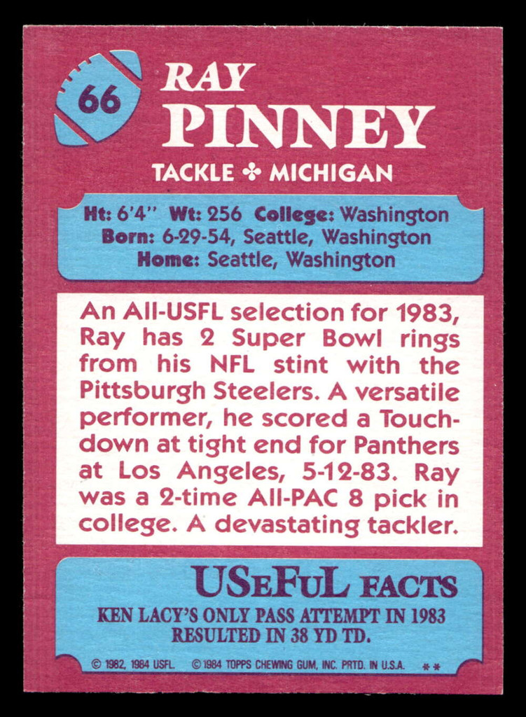 1984 Topps USFL #66 Ray Pinney NM-Mint  ID: 431002