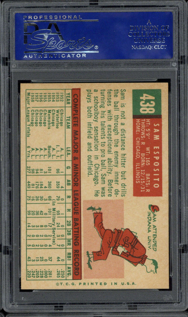 1959 Topps #438 Sam Esposito PSA 8 NM-Mint White Sox