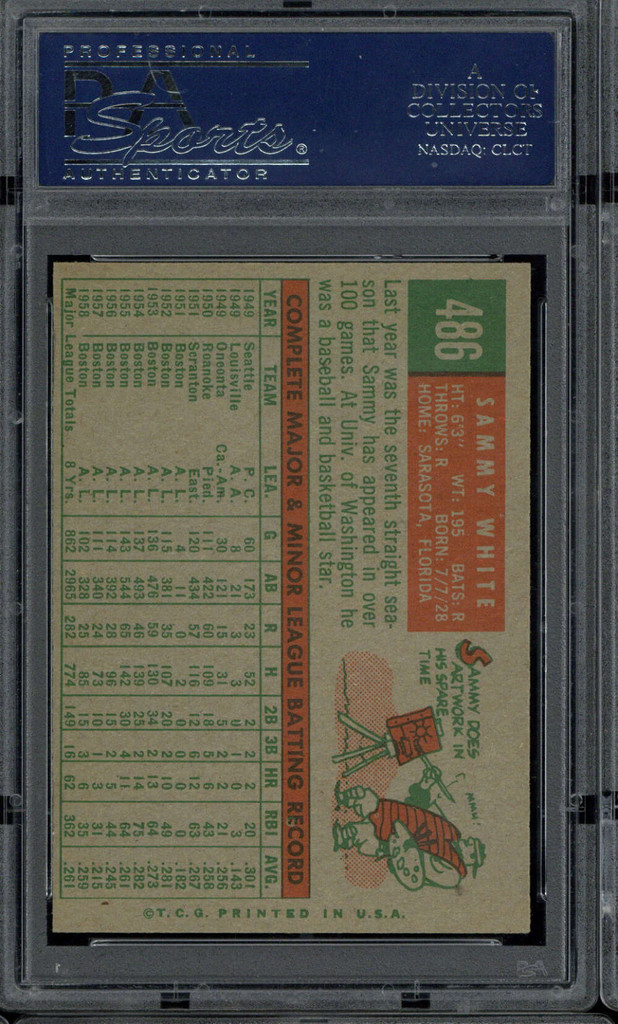 1959 Topps #486 Sammy White PSA 8 NM-Mint Red Sox