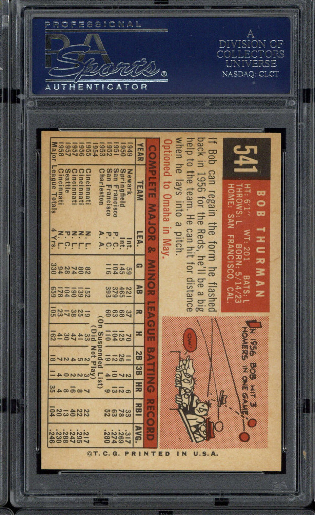 1959 Topps #541 Bob Thurman PSA 7 Near Mint Redlegs High #