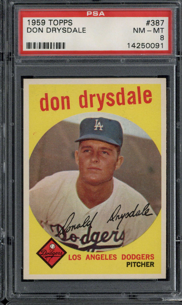 1959 Topps #387 Don Drysdale PSA 8 NM-Mint Dodgers