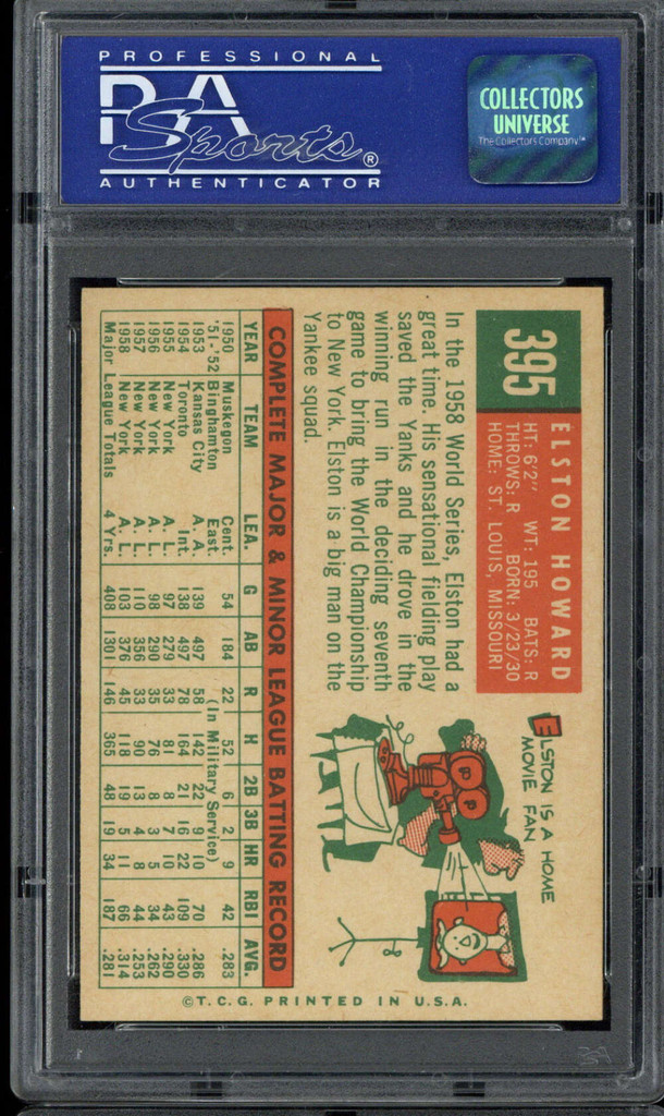 1959 Topps #395 Elston Howard PSA 8 NM-Mint Yankees