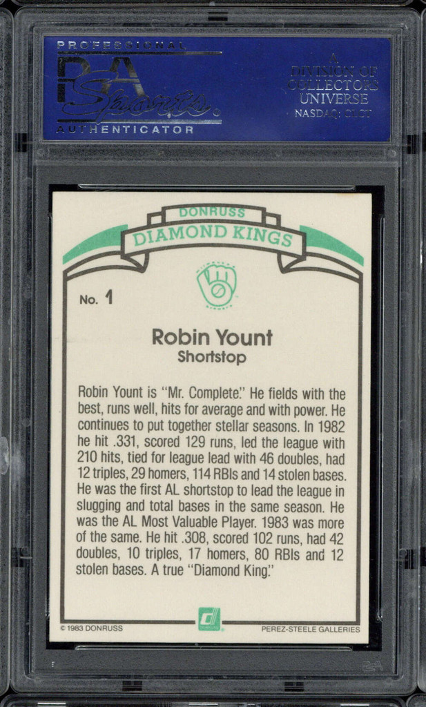 1984 Donruss #1 Robin Yount PSA 8 NM-Mint Brewers Diamong Kings