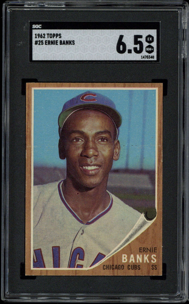 1962 Topps #25 Ernie Banks SGC 6.5 EX-Mint+ Cubs