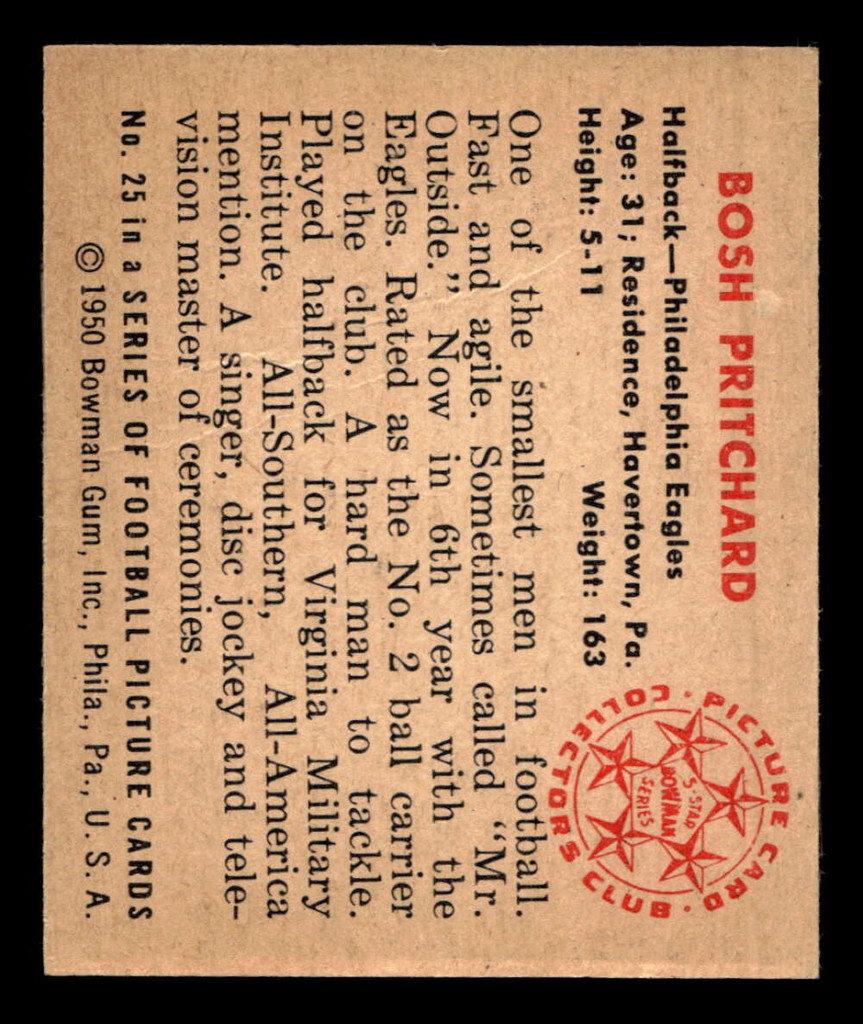 1950 Bowman #25 Bosh Pritchard Ex-Mint  ID: 436024
