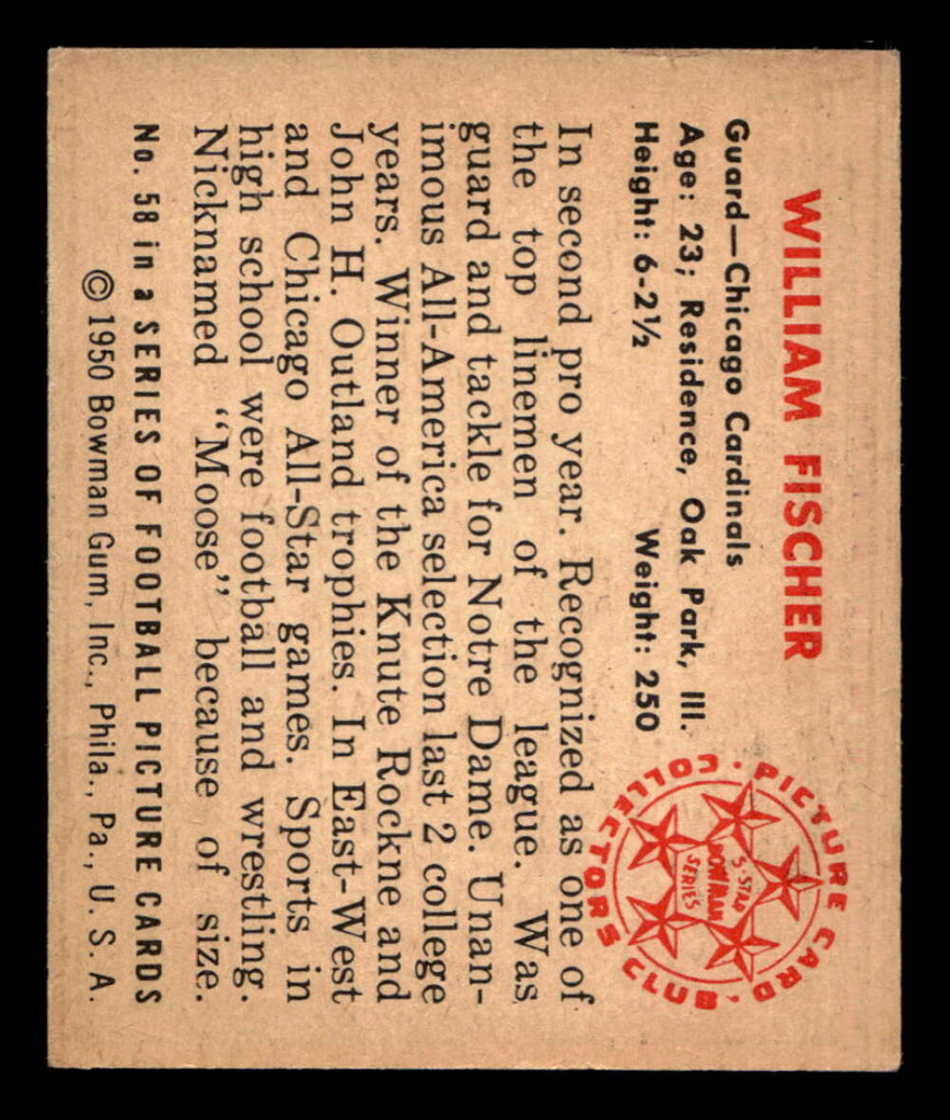 1950 Bowman #58 Bill Fischer Ex-Mint  ID: 436073