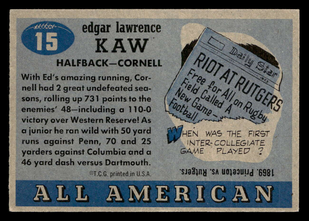 1955 Topps All American #15 Eddie Kaw Very Good SP  ID: 436299