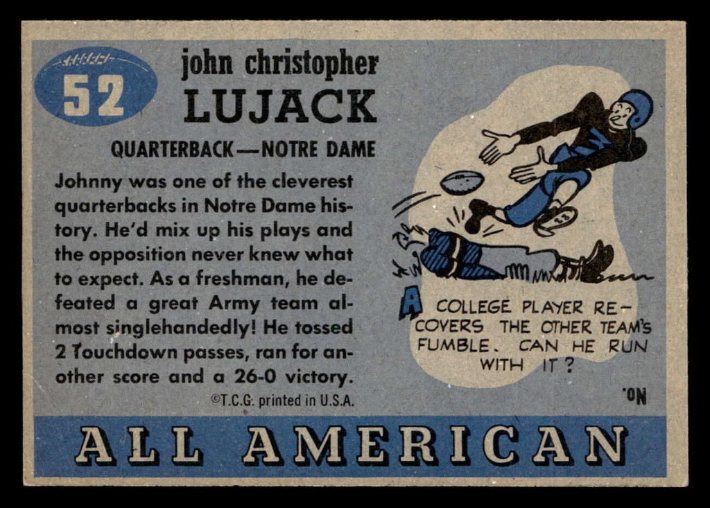 1955 Topps All American #52 Johnny Lujack Ex-Mint 