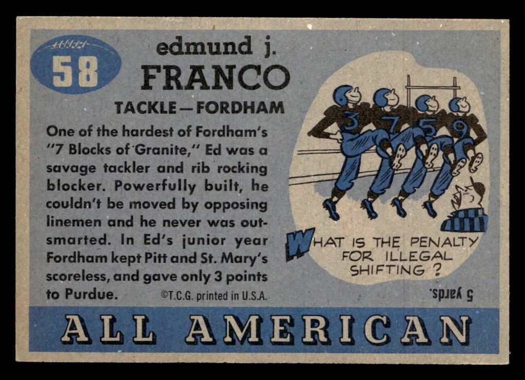 1955 Topps All American #58 Ed Franco Ex-Mint 