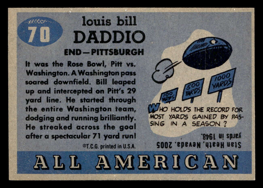 1955 Topps All American #70 Bill Daddio Ex-Mint 