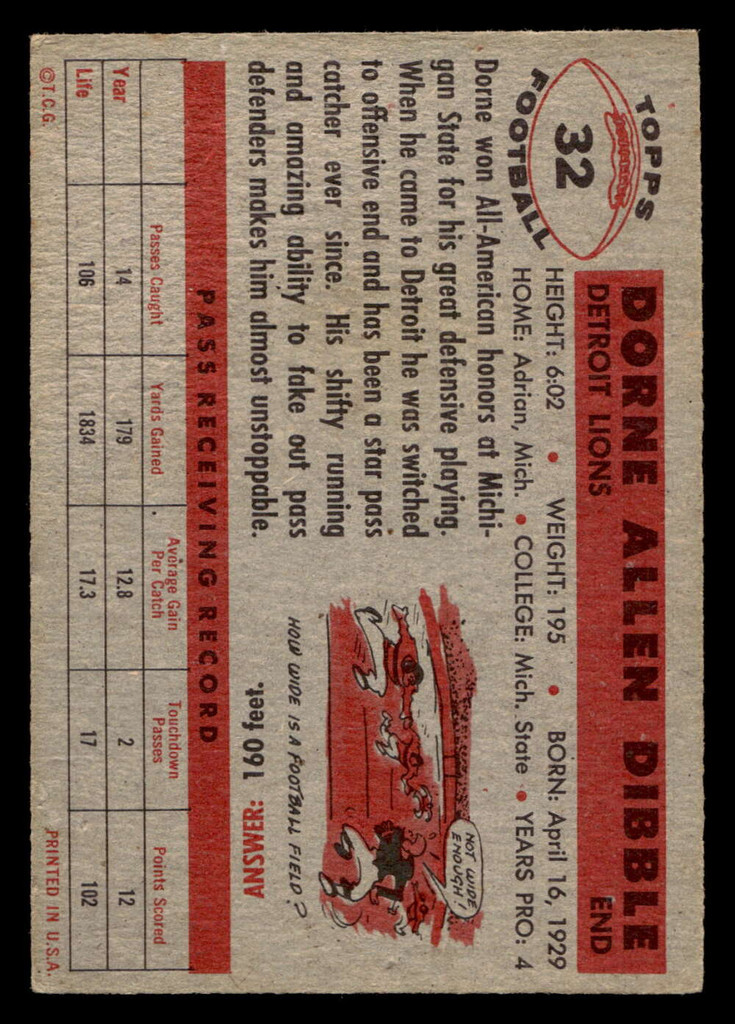 1956 Topps #32 Dorne Dibble Very Good  ID: 436368