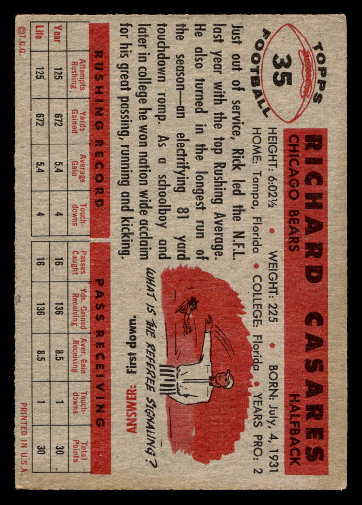 1956 Topps #35 Rick Casares Excellent 