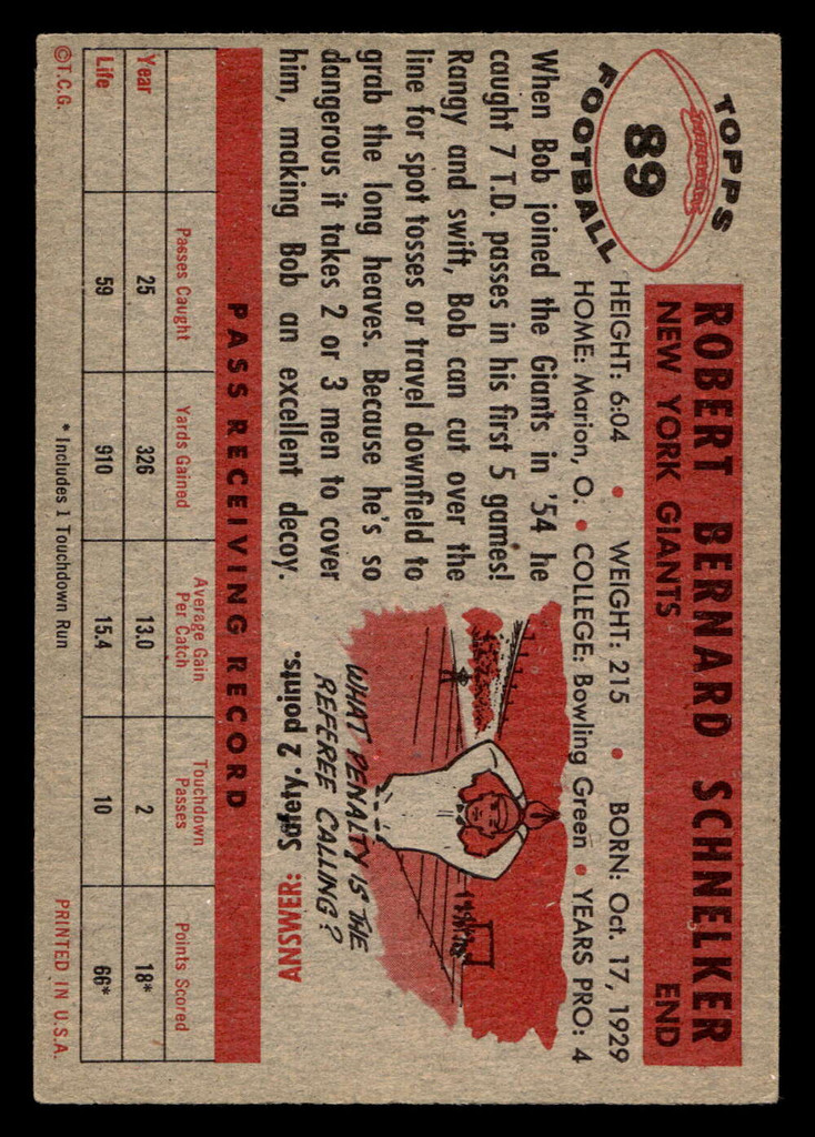 1956 Topps #89 Bob Schnelker Excellent  ID: 436398