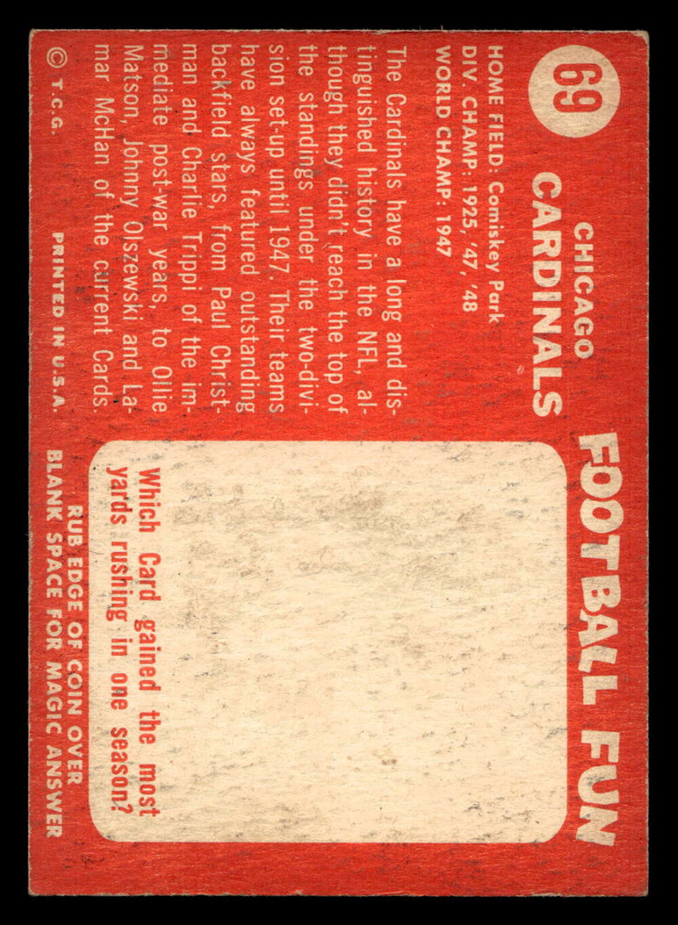 1958 Topps #69 Cardinals Team Excellent+  ID: 436499