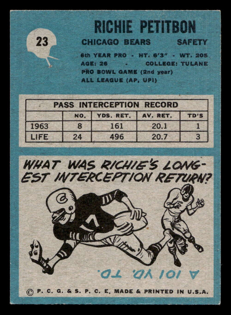 1964 Philadelphia #23 Richie Petitbon Excellent+ 