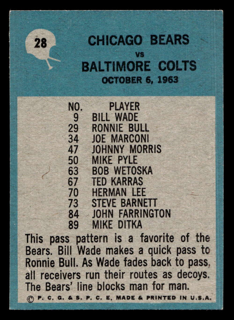 1964 Philadelphia #28 George Halas Bears Play of the Year Excellent+  ID: 436679