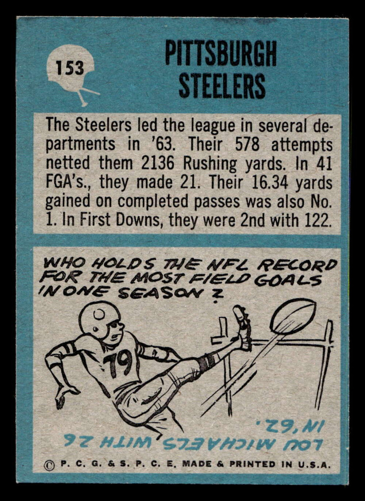 1964 Philadelphia #153 Steelers Team VG-EX 
