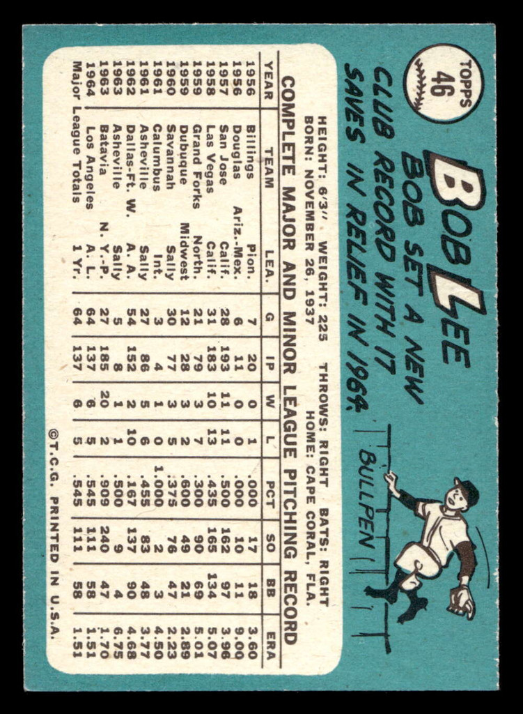1965 Topps #46 Bob Lee Ex-Mint  ID: 437258