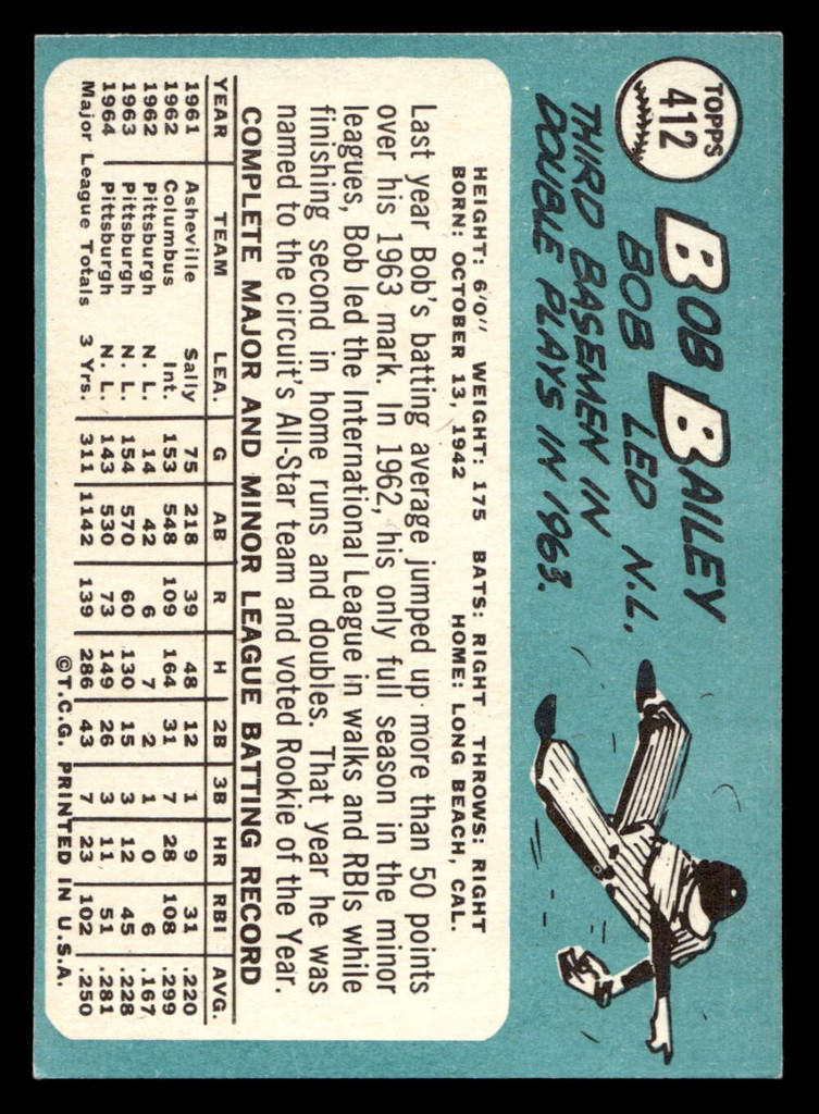 1965 Topps #412 Bob Bailey Ex-Mint  ID: 437429