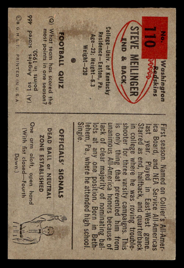 1954 Bowman #110 Steve Meilinger Very Good  ID: 437523
