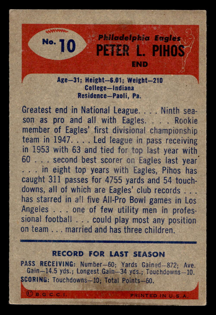 1955 Bowman #10 Pete Pihos Excellent+  ID: 437548
