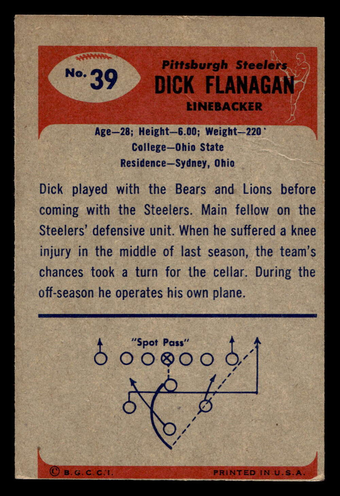 1955 Bowman #39 Dick Flanagan Very Good miscut  ID: 437585