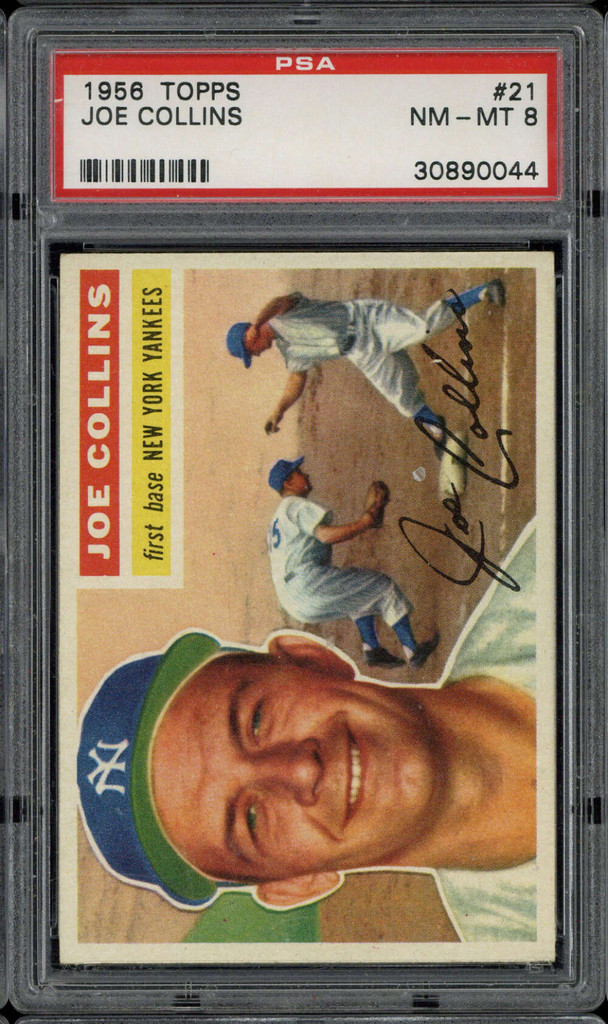 1956 Topps #21 Joe Collins PSA 8 NM-Mint Yankees Gray Back