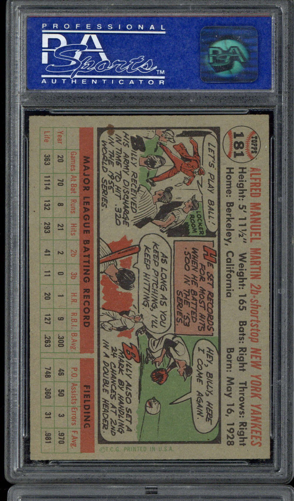 1956 Topps #181 Billy Martin PSA 8 NM-Mint Yankees