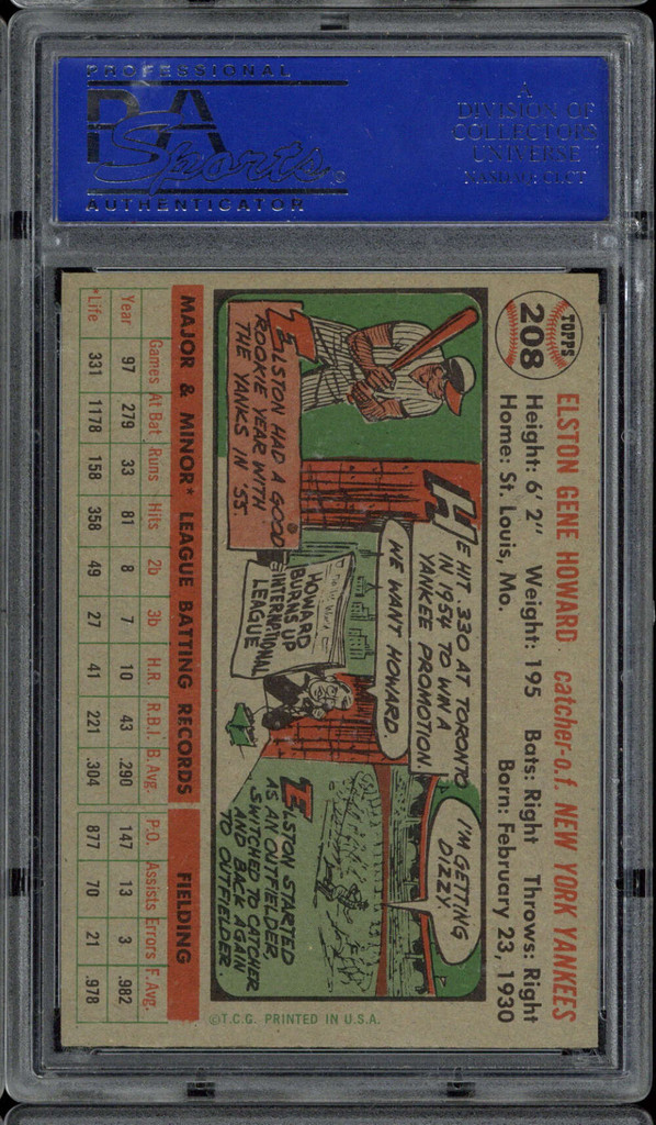 1956 Topps #208 Elston Howard PSA 8 NM-Mint Yankees