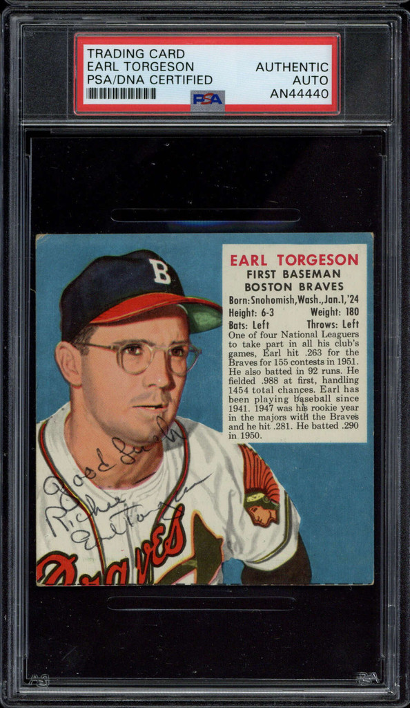 Earl Torgeson 1952 Red Man Signed Auto PSA/DNA Slabbed Braves