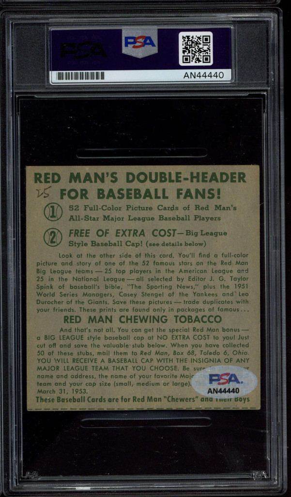 Earl Torgeson 1952 Red Man Signed Auto PSA/DNA Slabbed Braves