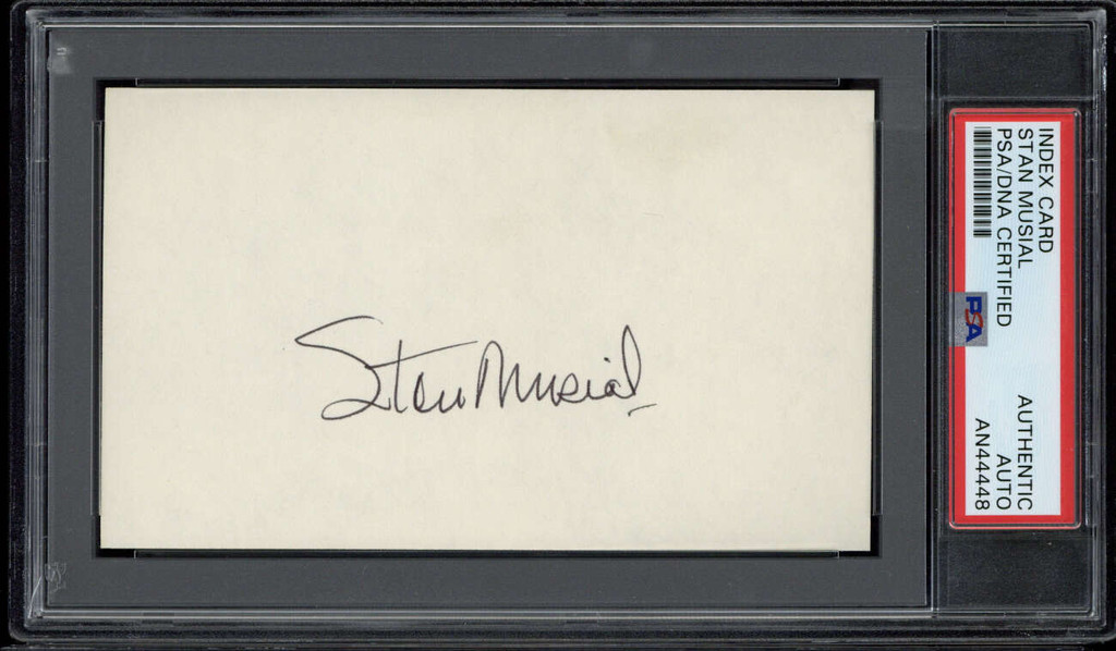 Stan Musial Index Card Signed Auto PSA/DNA Slabbed Cardinals