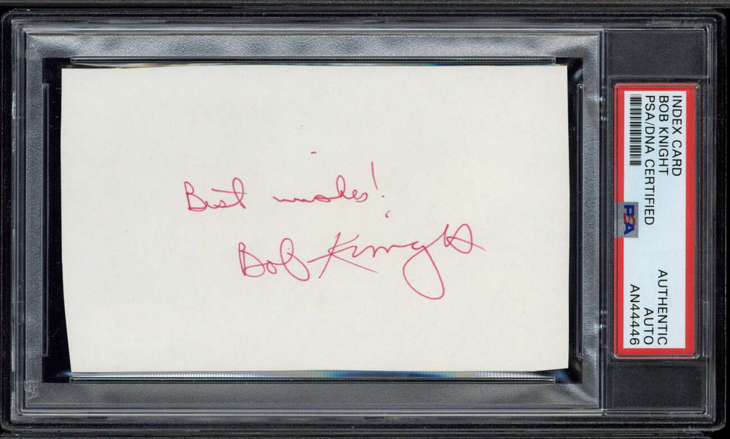 Bob Knight Index Card Signed Auto PSA/DNA Authenticated Indiana