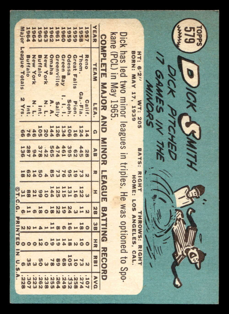 1965 Topps #579 Dick Smith VG-EX SP HIGH # 