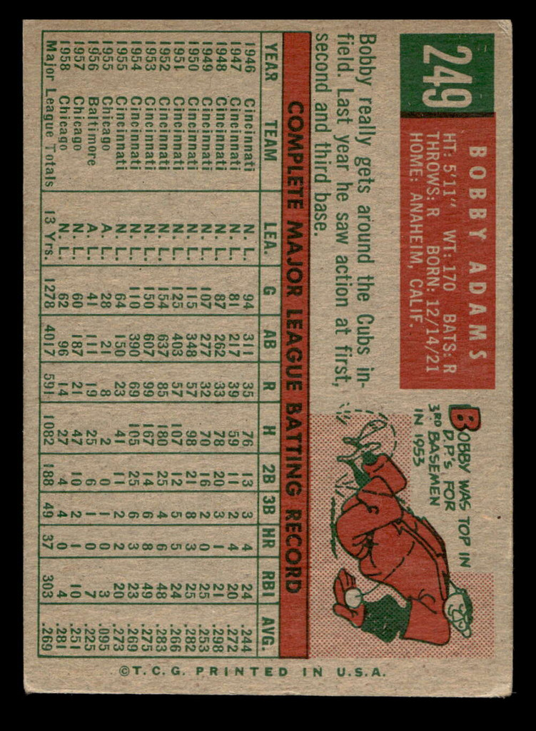 1959 Topps #249 Bobby Adams VG-EX 