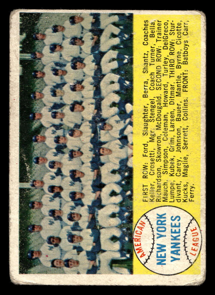 1958 Topps #246 Yankees Team G-VG  ID: 440393