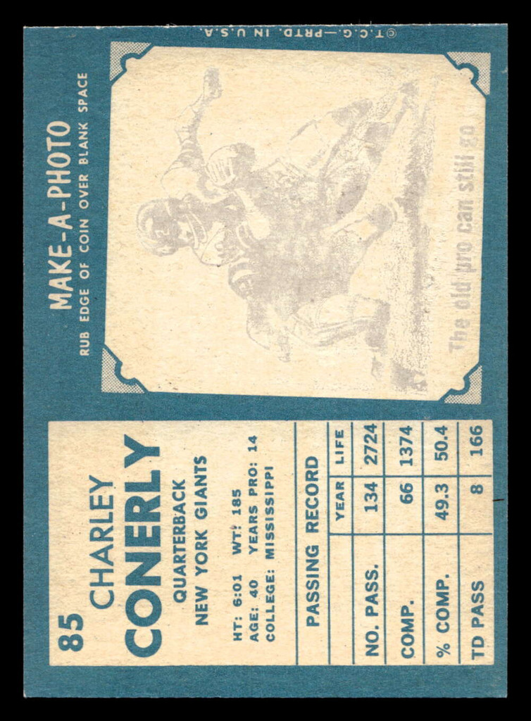 1961 Topps #85 Charley Conerly Near Mint 