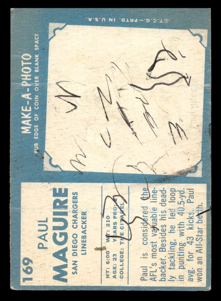 1961 Topps #169 Paul Maguire UER Poor 