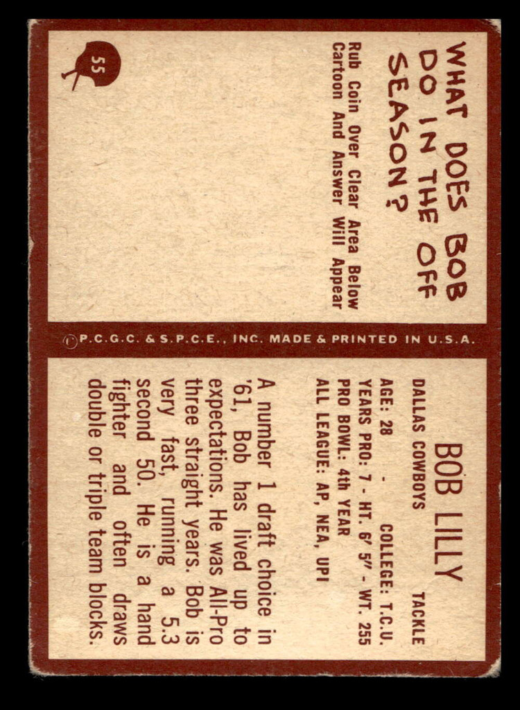 1967 Philadelphia #55 Bob Lilly Very Good 