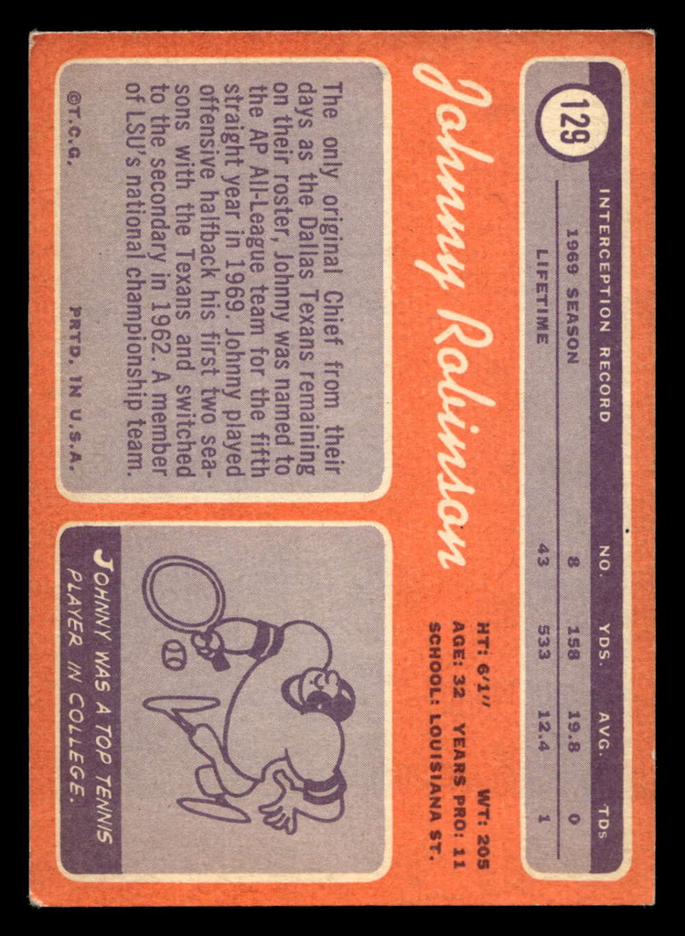 1970 Topps #129 Johnny Robinson Excellent+ 