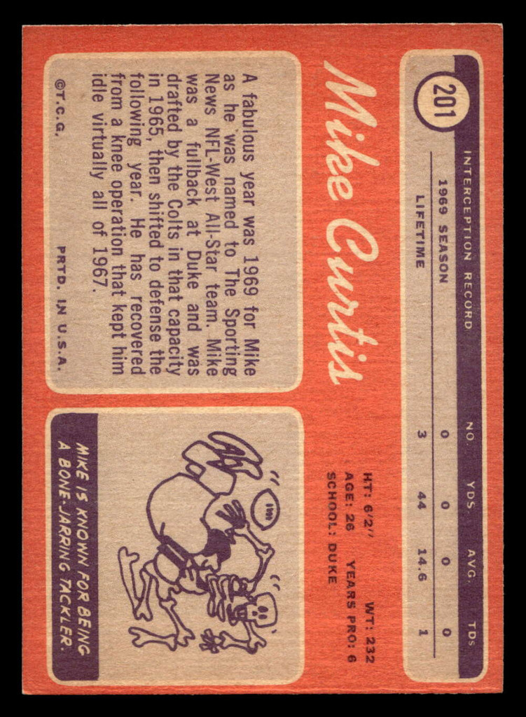 1970 Topps #201 Mike Curtis Ex-Mint  ID: 447648