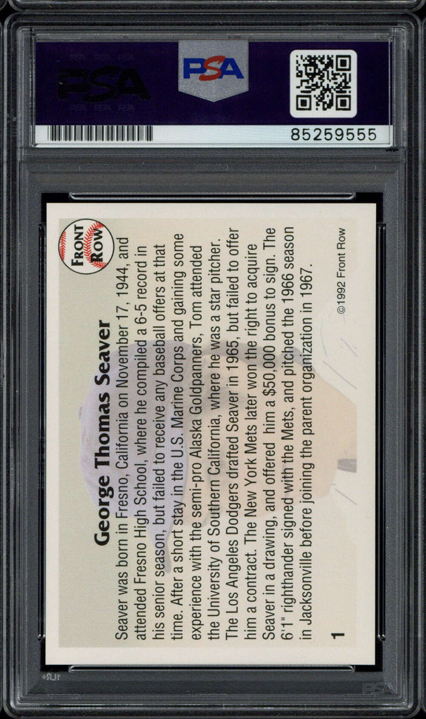 Tom Seaver 1992 Front Row Signed Auto PSA/DNA Slabbed Mets